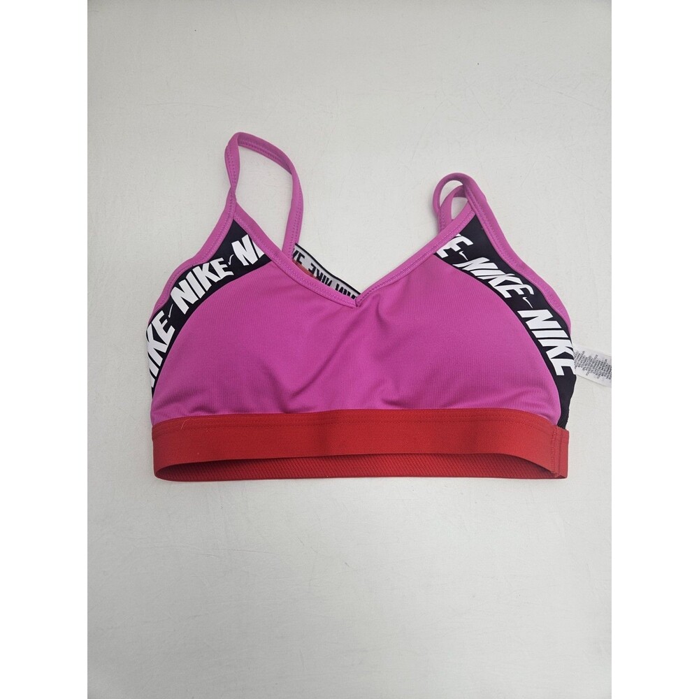 NIKE INDY LOGO DRI-FIT PADDED SPORTS TRAINING BRA SZ Small Pink